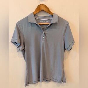 Peter Millar Women’s Polo Shirt Navy White Stripe Golf UPF 50+ Size Large
